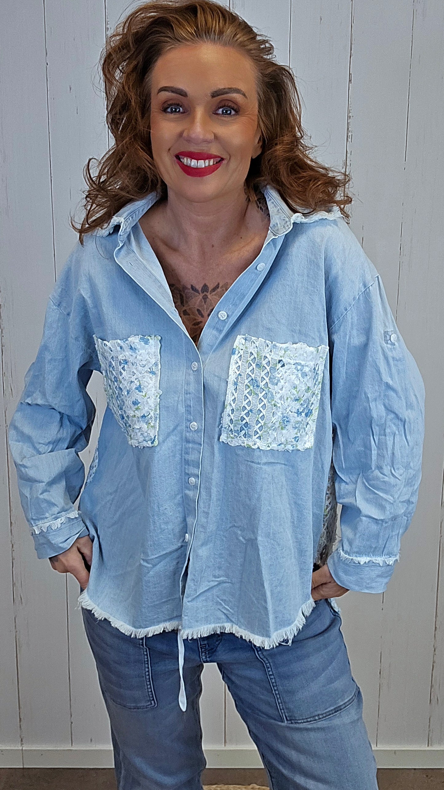 Kine denim skjorte lyseblå