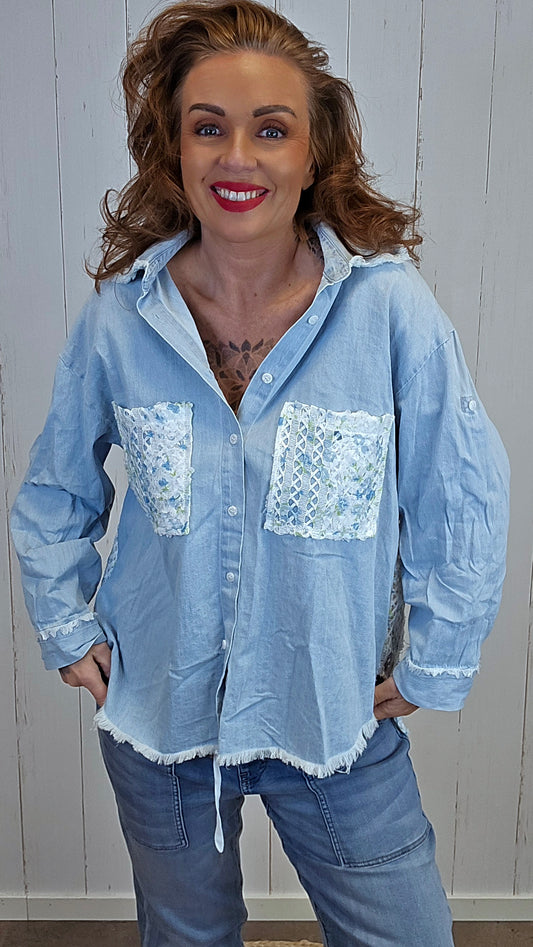 Kine denim skjorte lyseblå