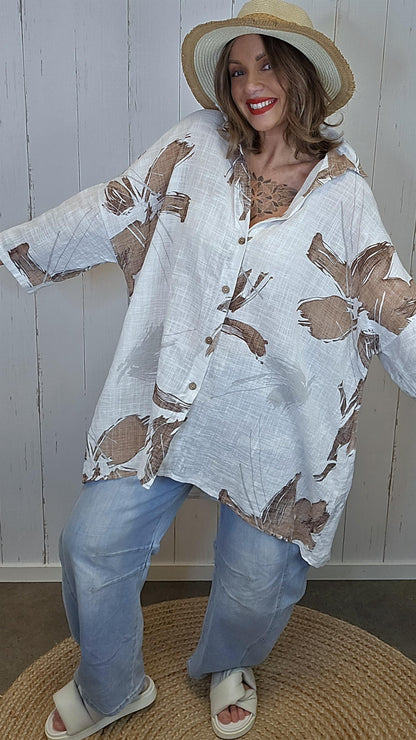 Gina lang skjorte brun