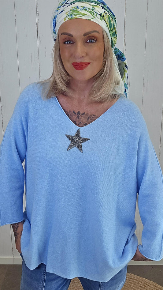 Stella genser med stjerne blå