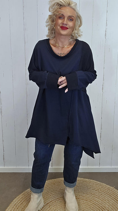 Amy asymmetrisk genser navy