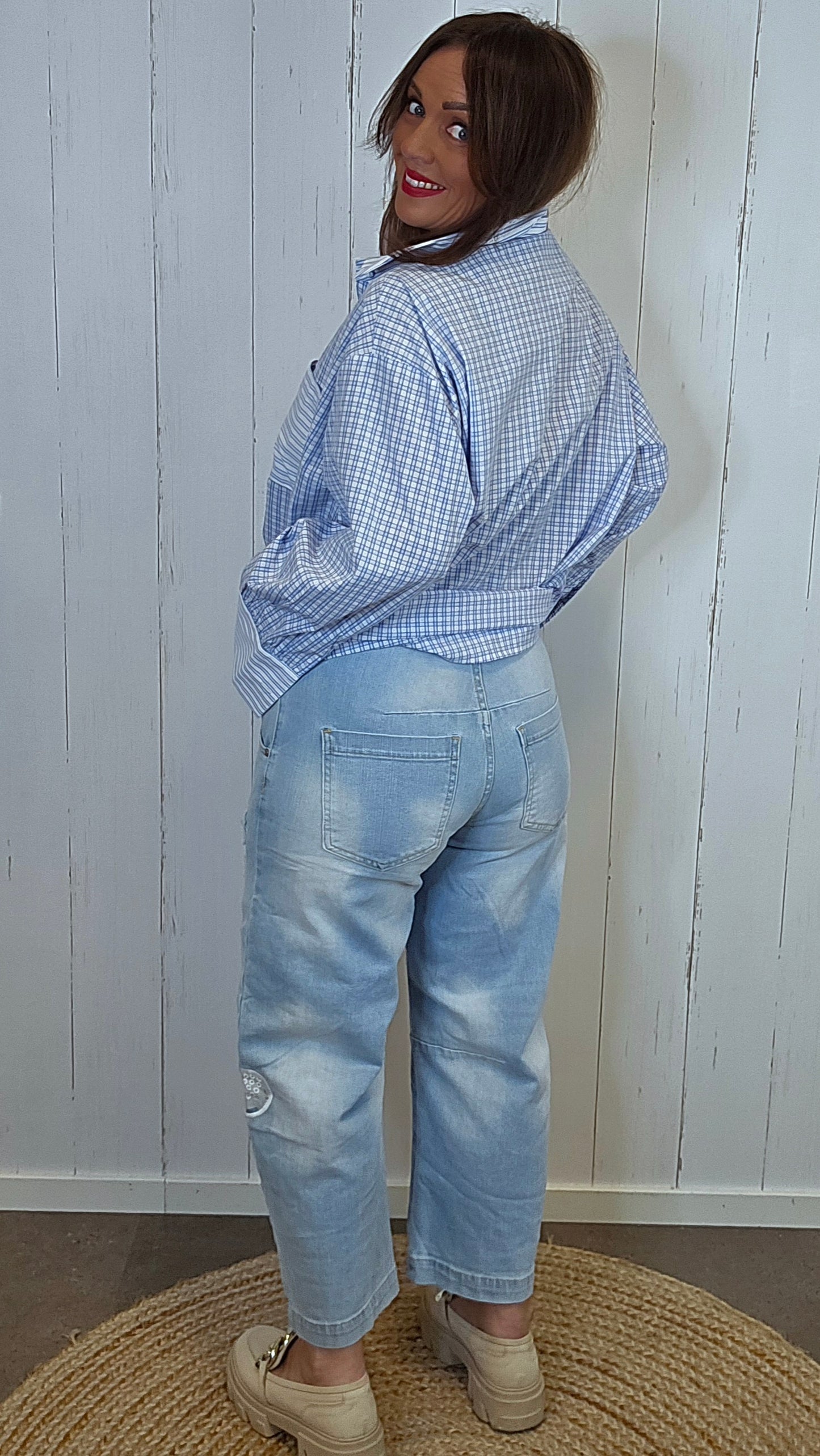 Cindy jeans med blomst