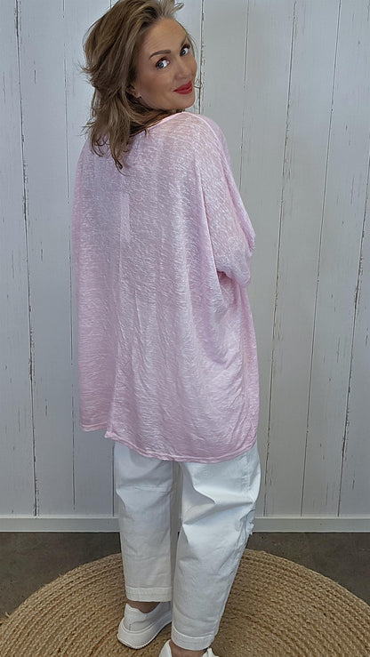 Catty oversized topp Lys rosa