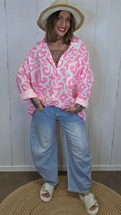 Hedda vaffelskjorte rosa