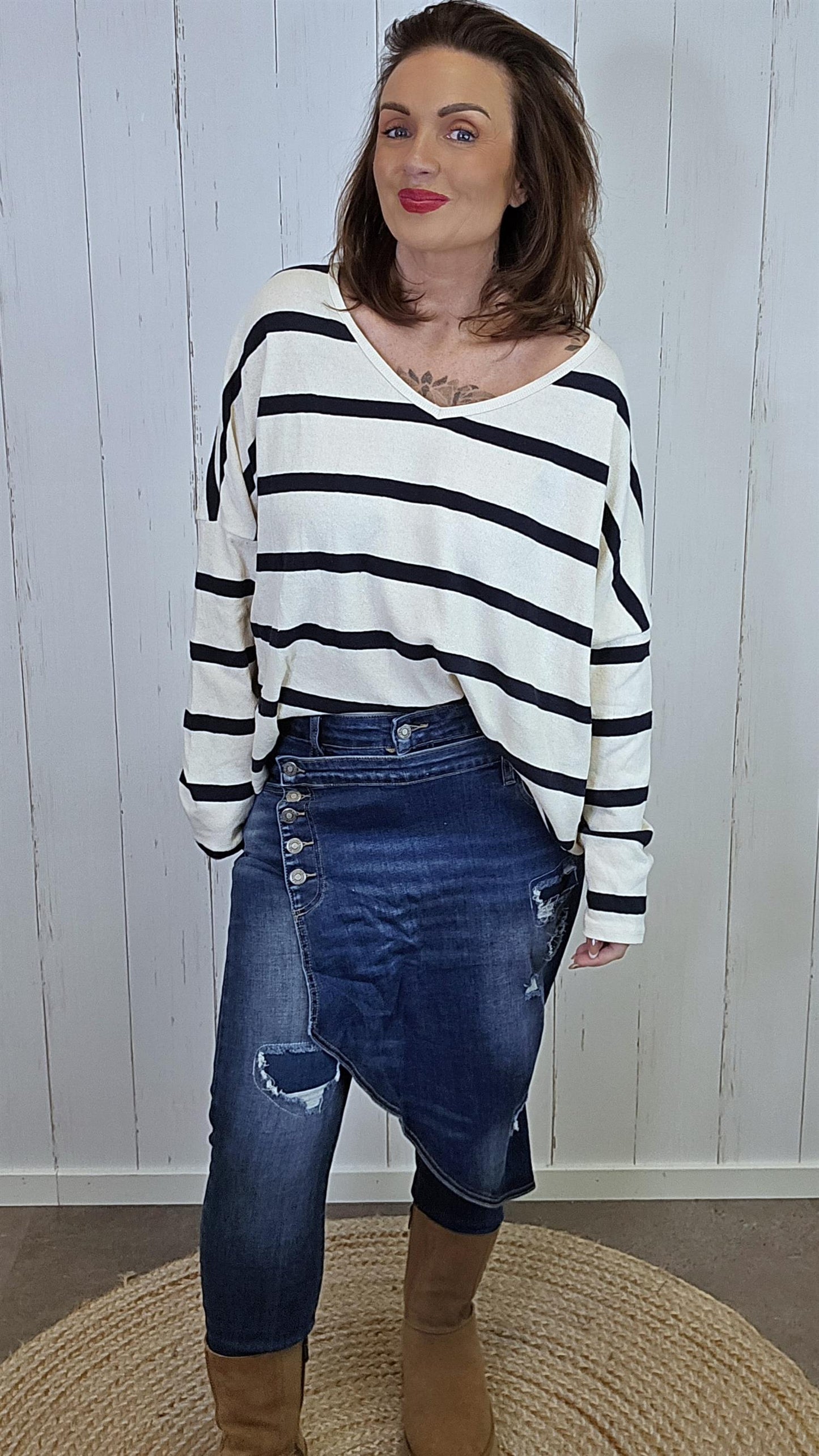 Jenny Topp Med Navy Striper