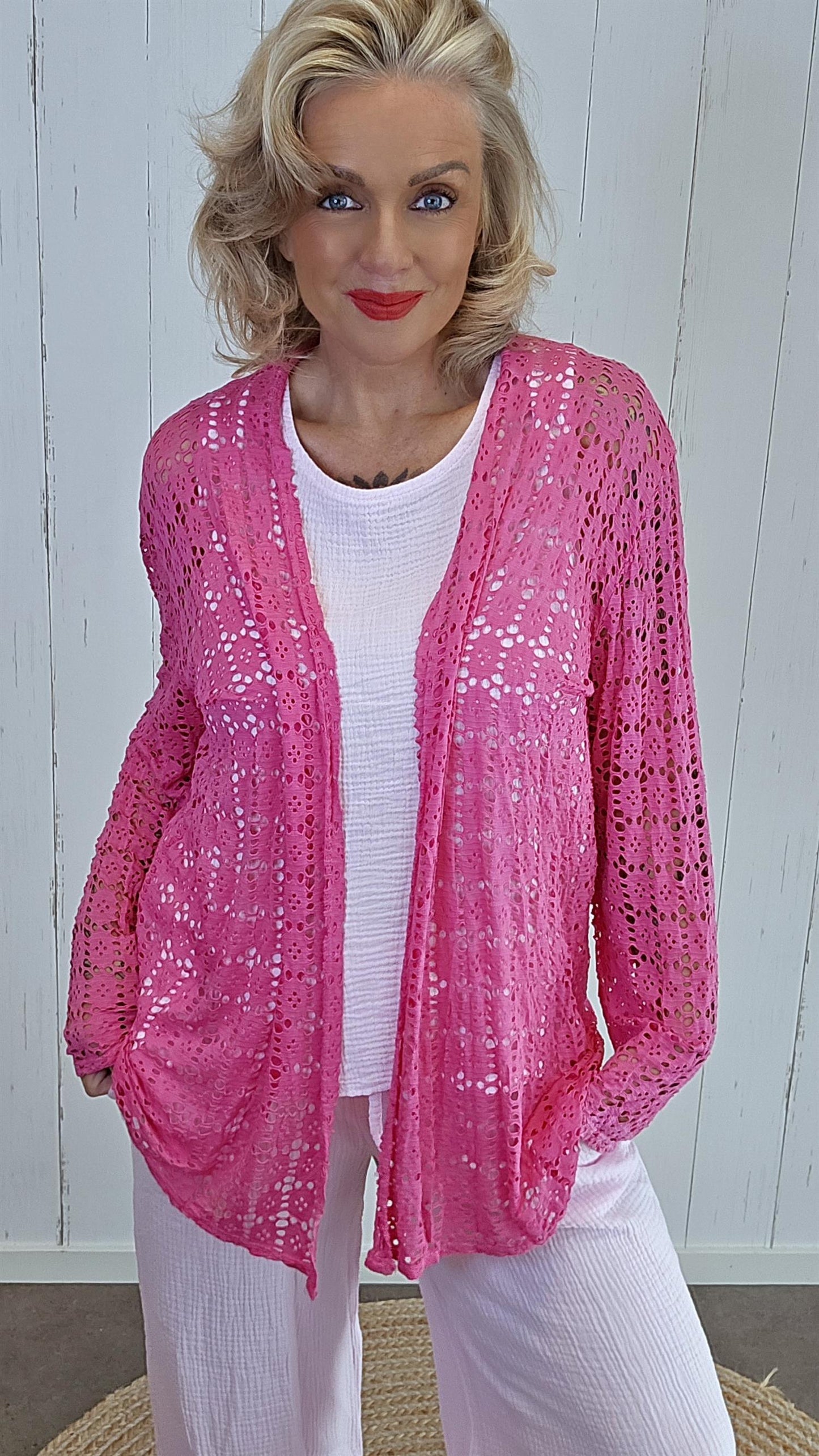 Leora lang blondecardigan rosa