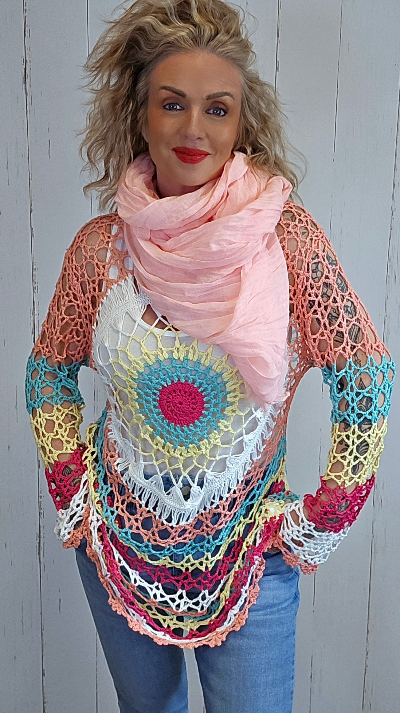 Crinkle skjerf peach