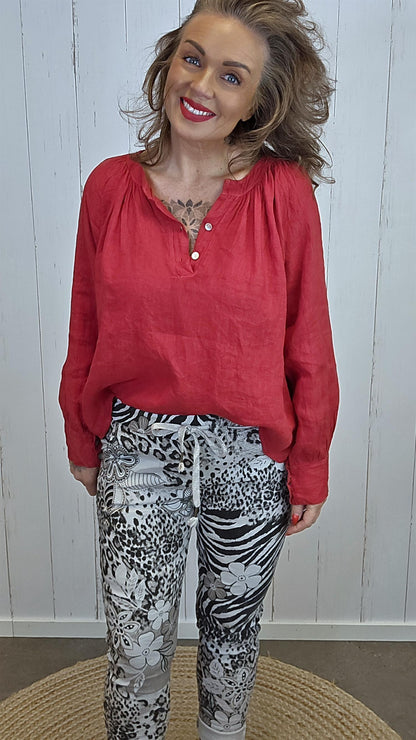 Nora lin bluse rød