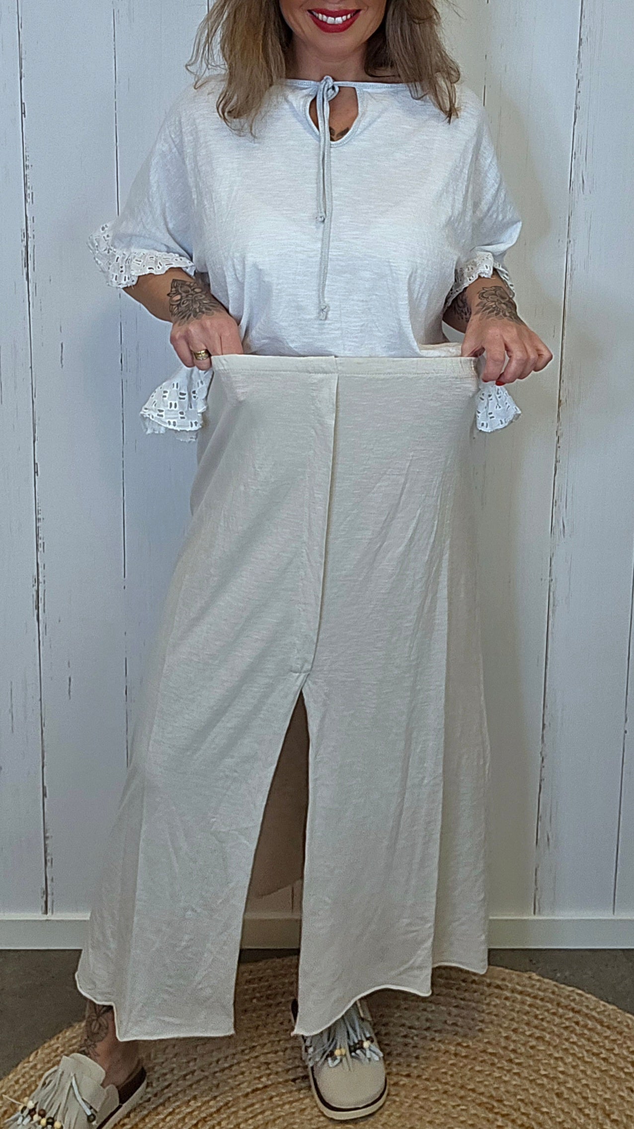 Gina skjørt med splitt Beige