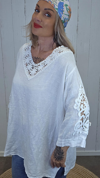 Ylva linbluse hvit