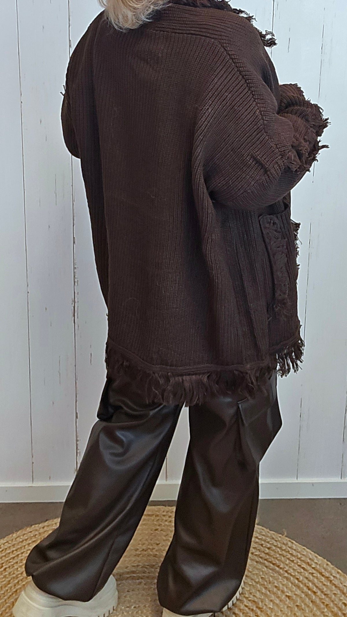 Wilma oversized strikkejakke brun