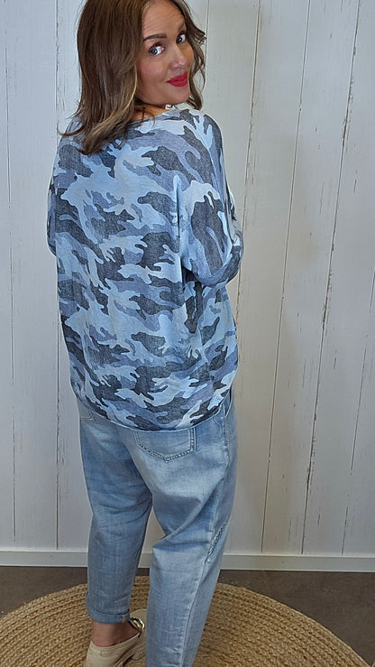 Amour genser camo blå