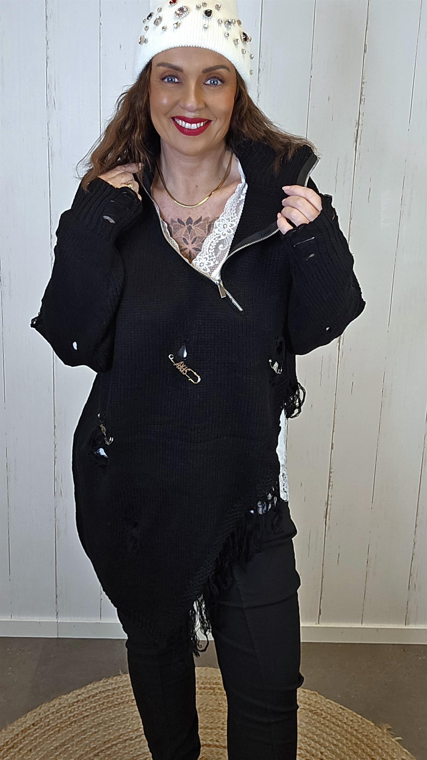 Astrid Strikkegenser med glidelås