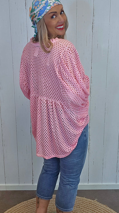 Carmen bluse rosa