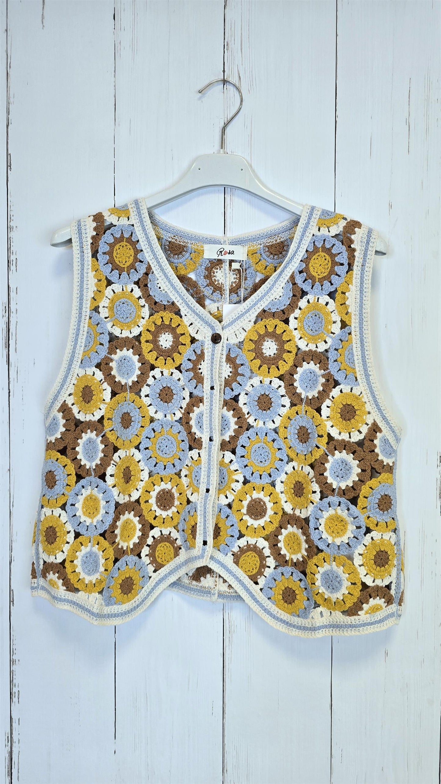 Sarah heklet vest med knapper