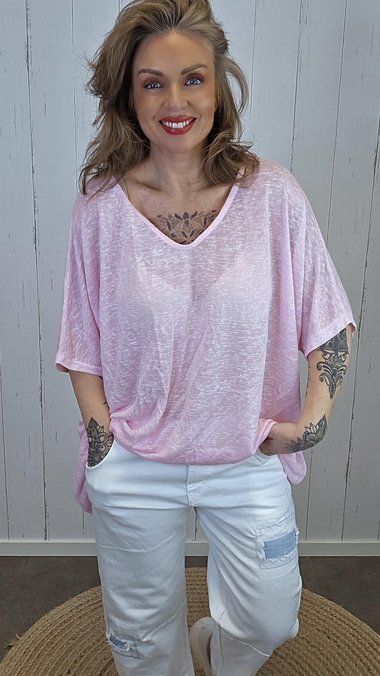 Catty oversized topp Lys rosa