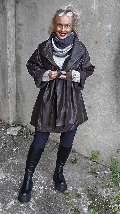 Noir eco leather coat black