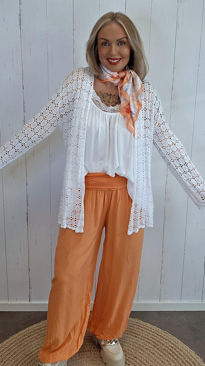 Leora lang blondecardigan hvit