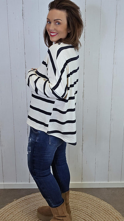 Jenny Topp Med Navy Striper