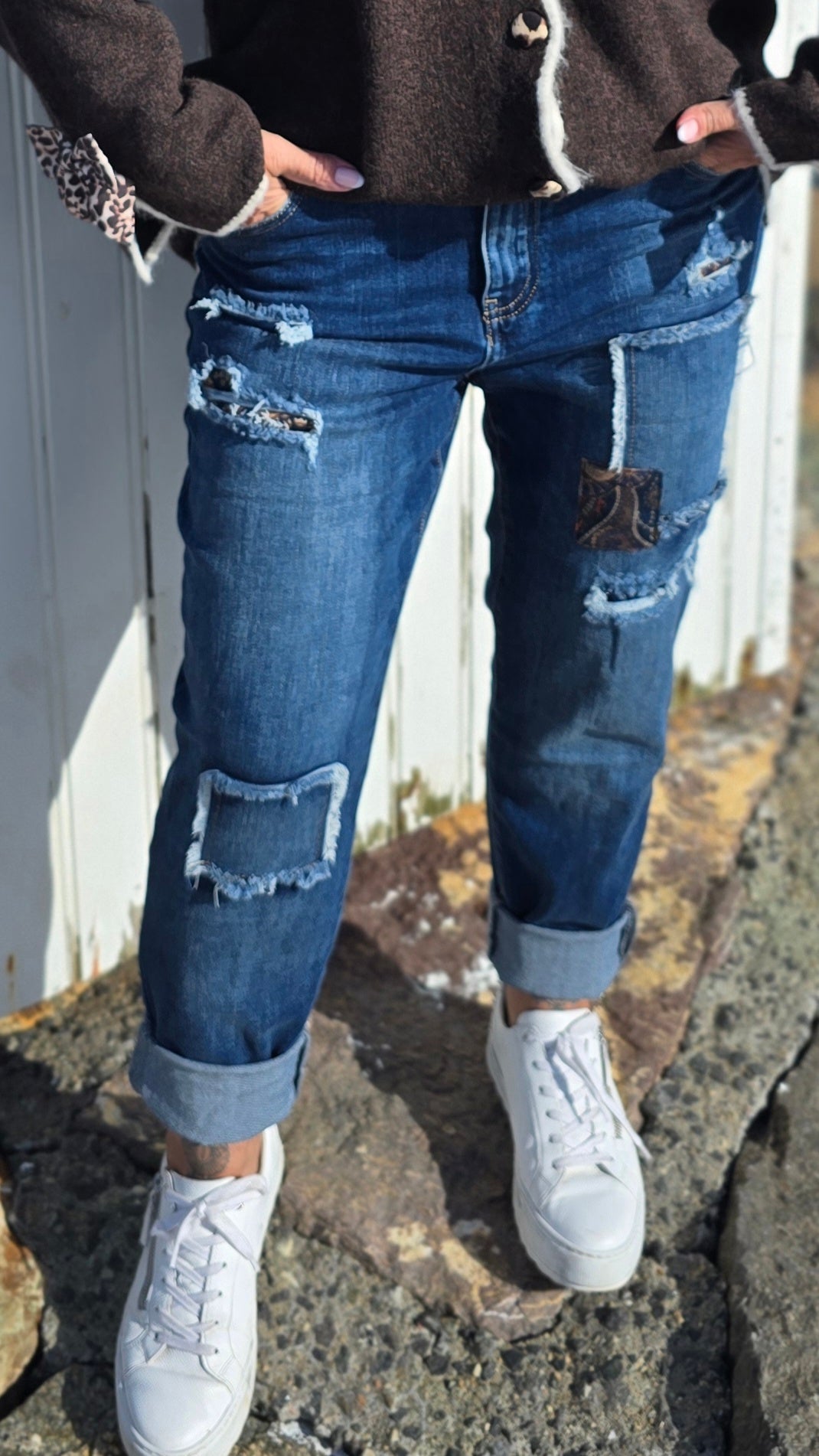 Maria jeans med patches