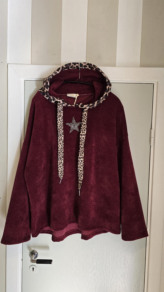 Sofia genser med hette burgunder