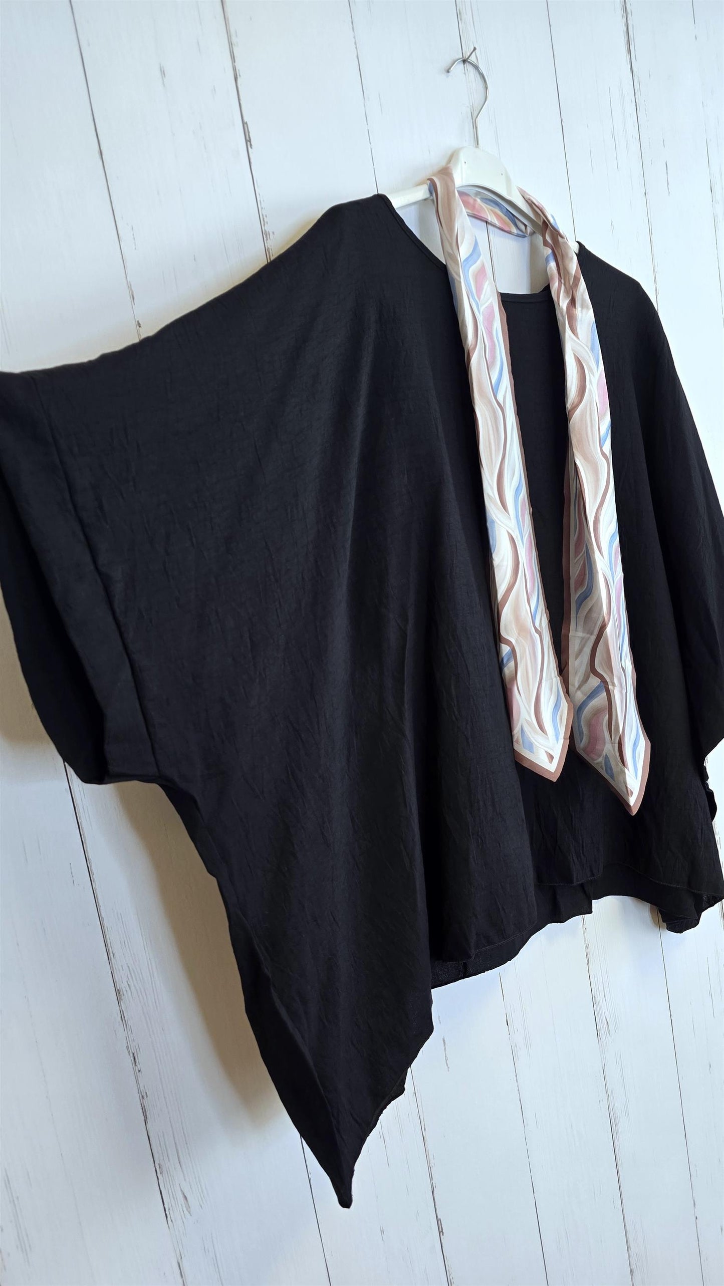 Poncho topp med skjerf svart