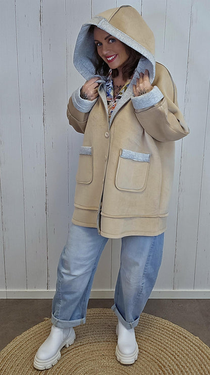 Ingrid hettejakke beige