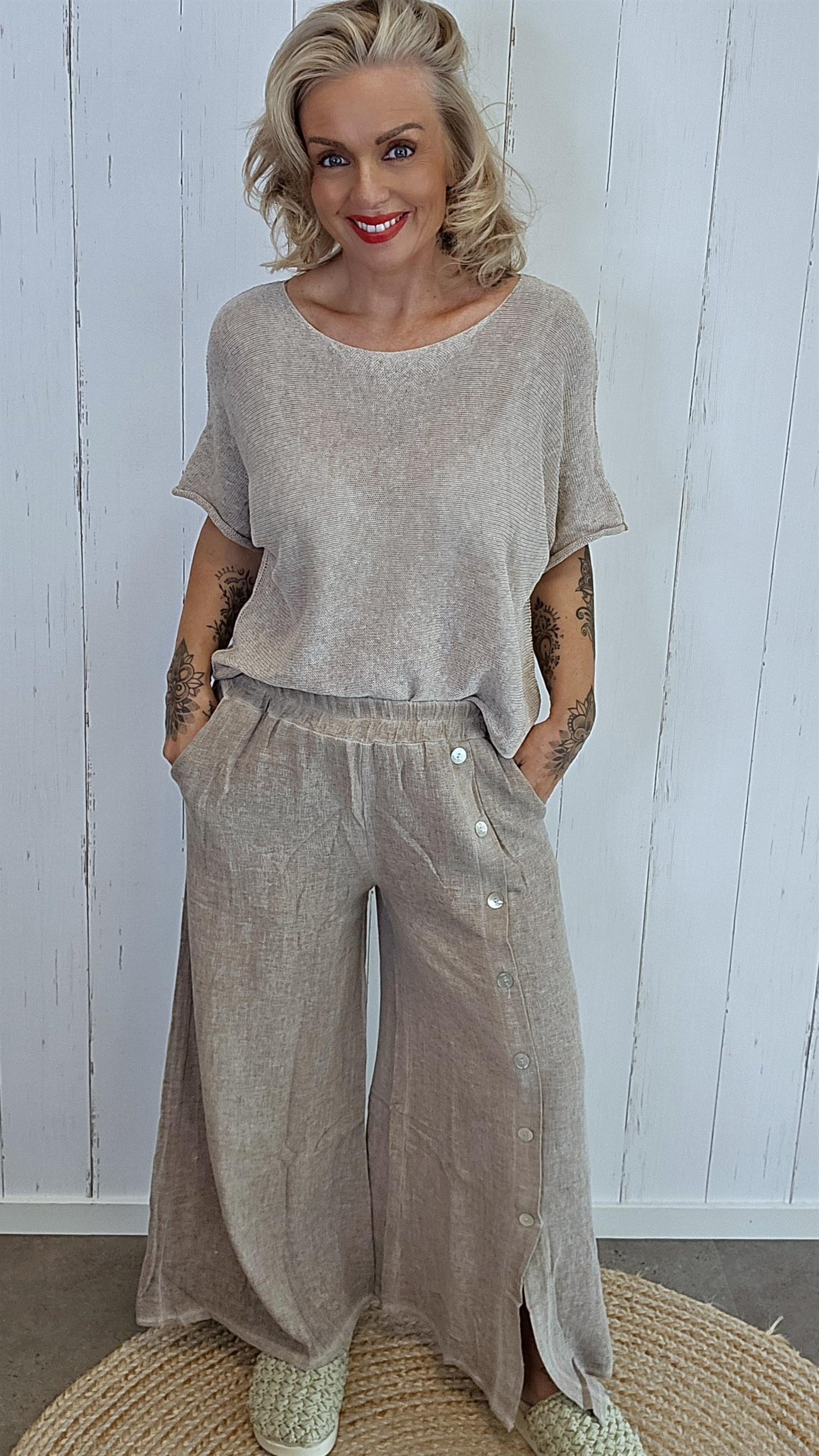 Line bukse taupe