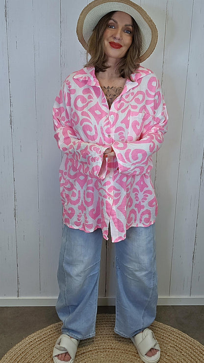 Hedda vaffelskjorte rosa