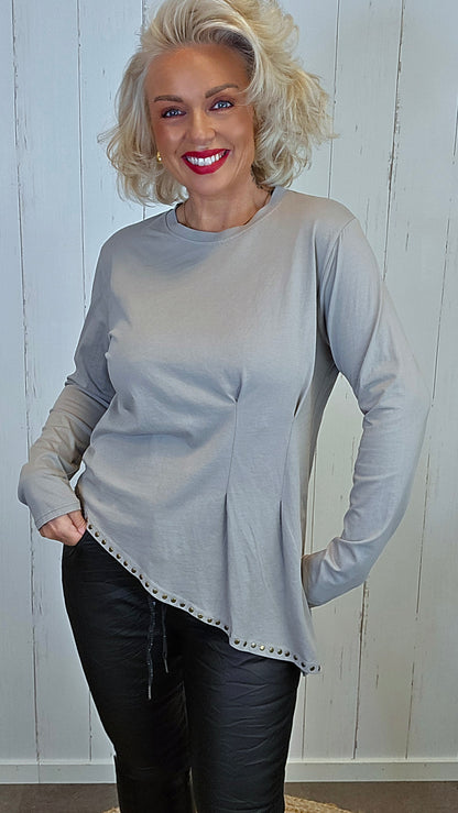 Tina topp med nagler Taupe