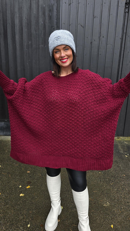 Inez baggy genser burgunder