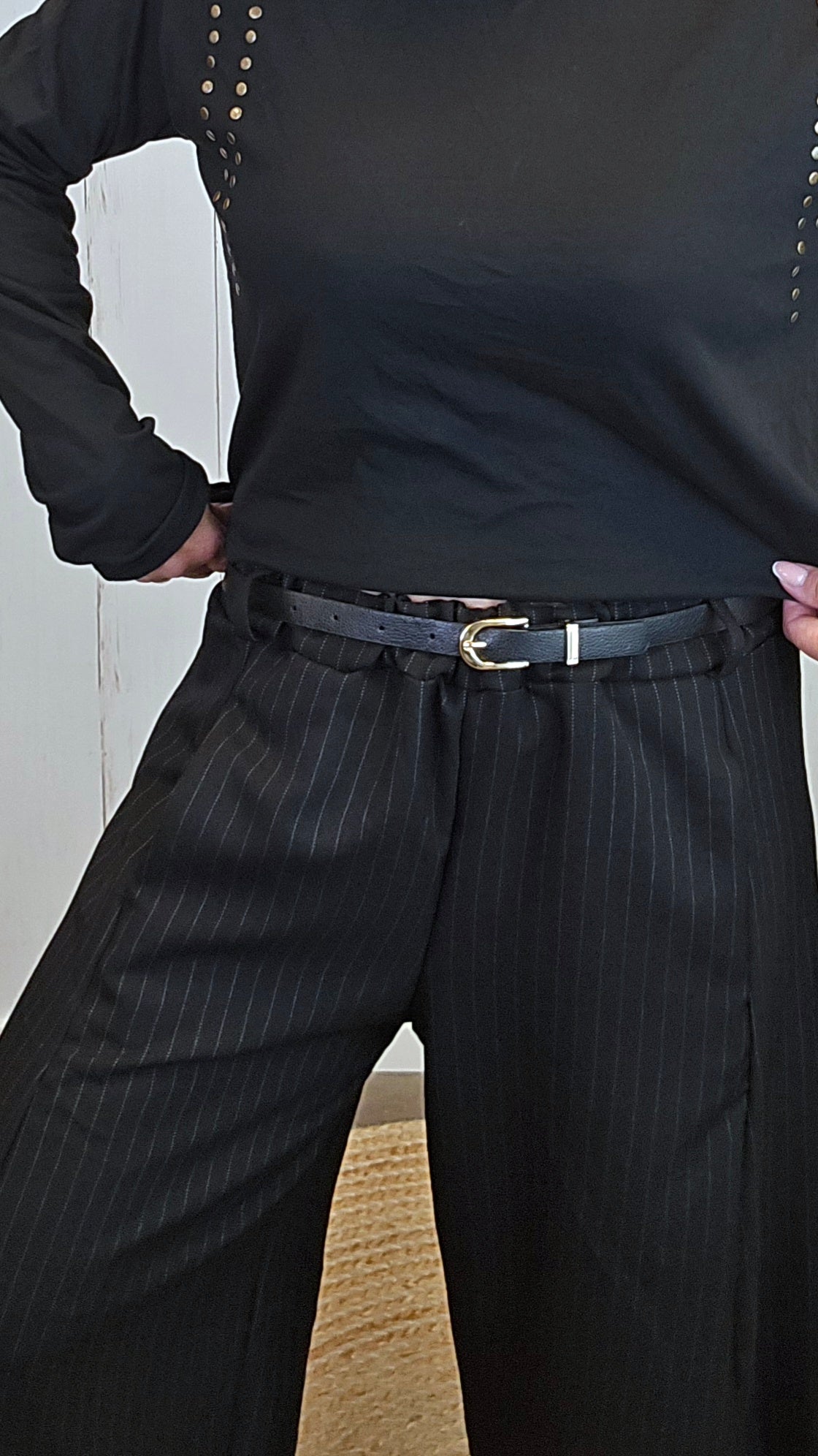 Alba pinstripe dressbukse i barrel-modell