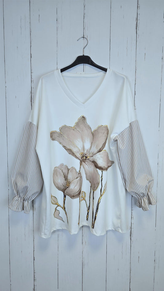 Sandra topp beige print