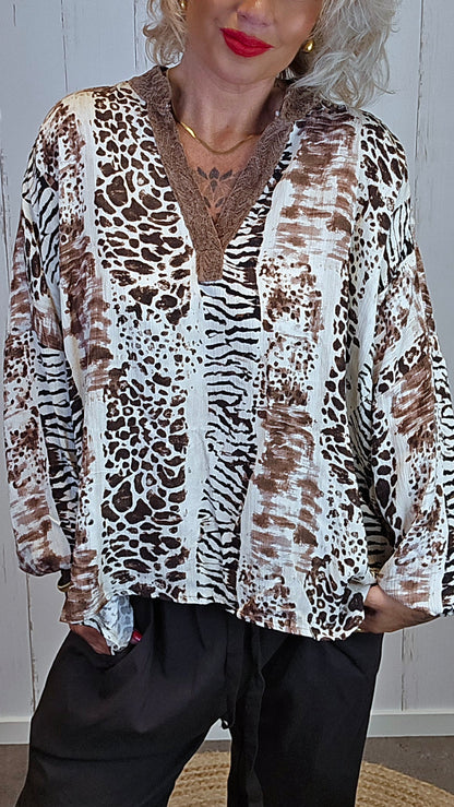 Isabella bluse med print