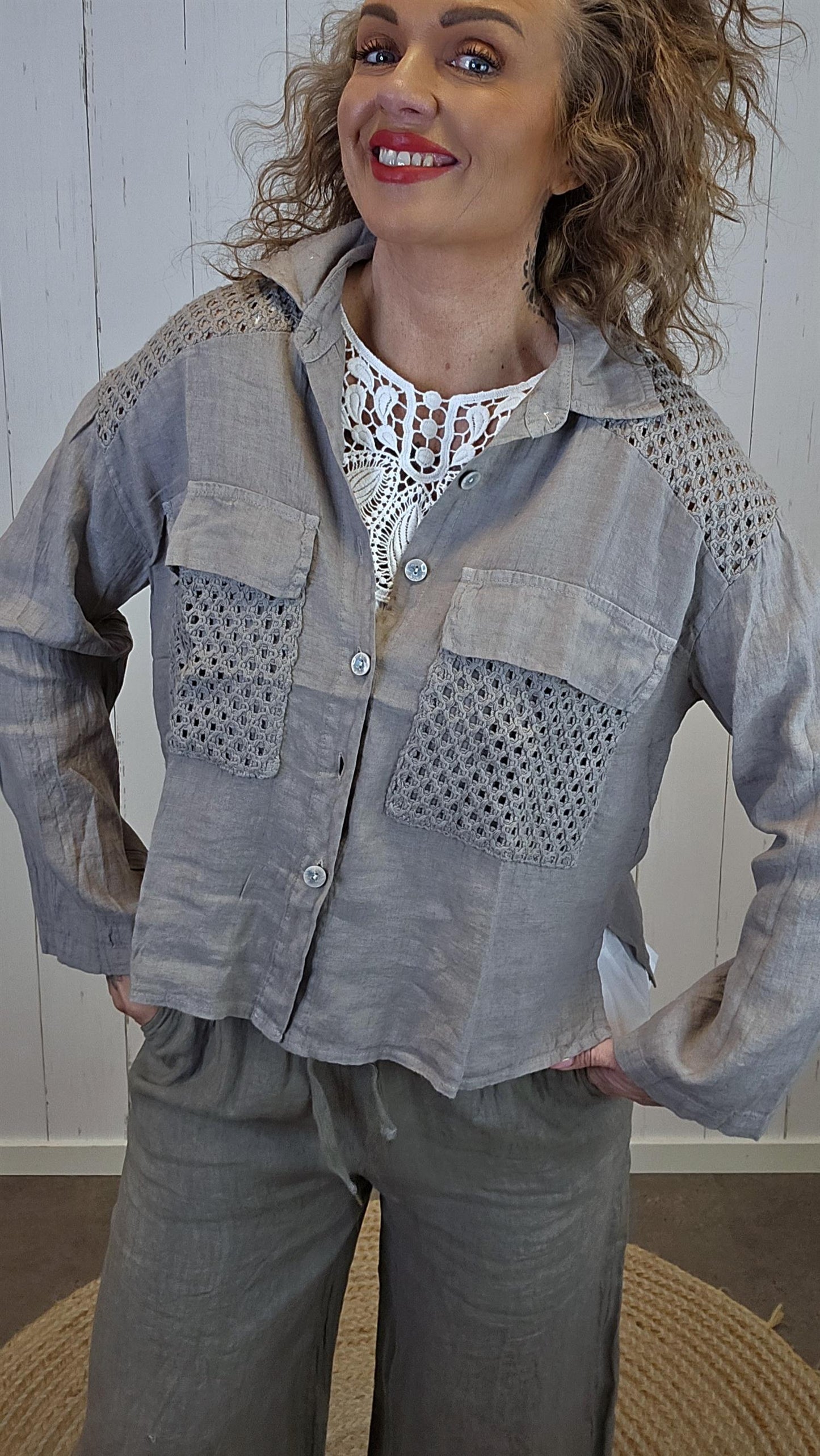 Maja linskjorte taupe