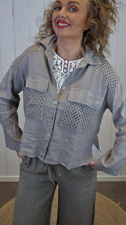 Maja linskjorte taupe