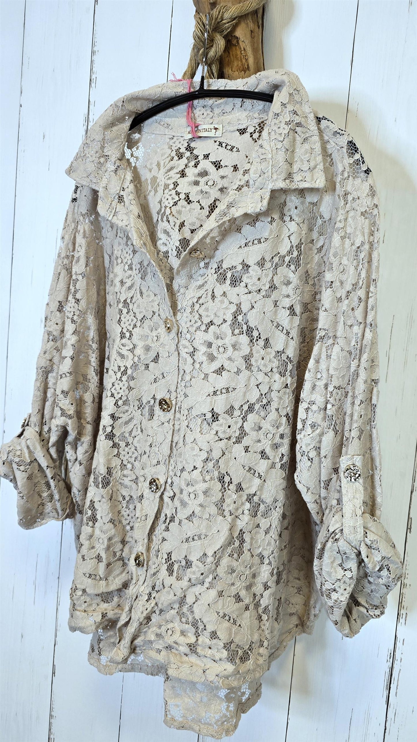 Amalie blondeskjorte beige