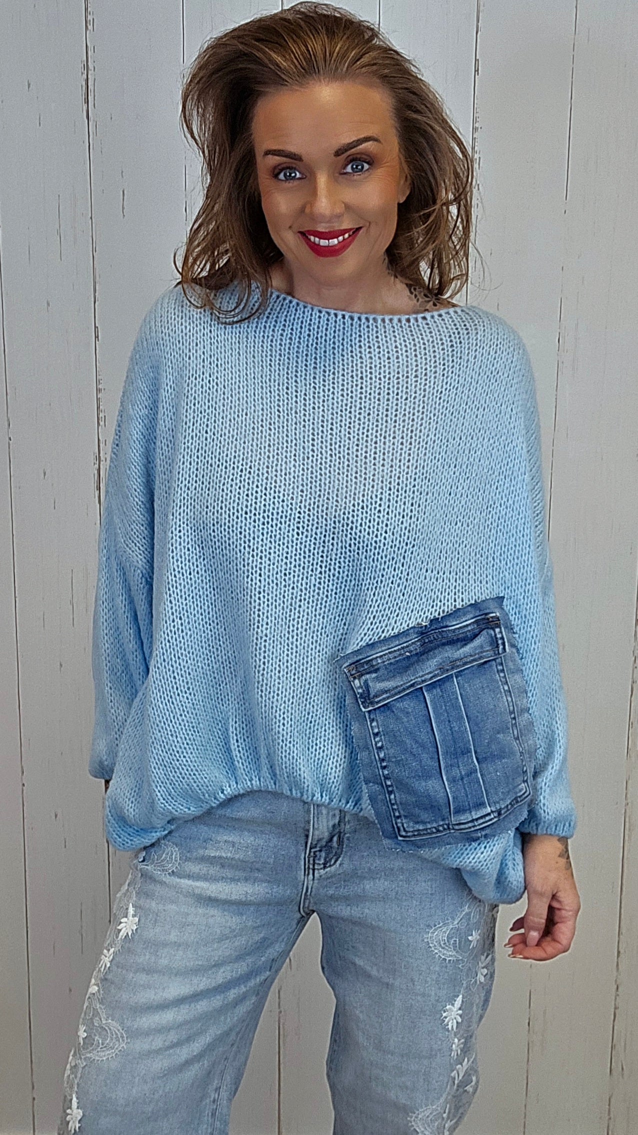 Bella Strikket Genser blå