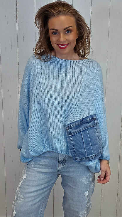 Bella Strikket Genser blå