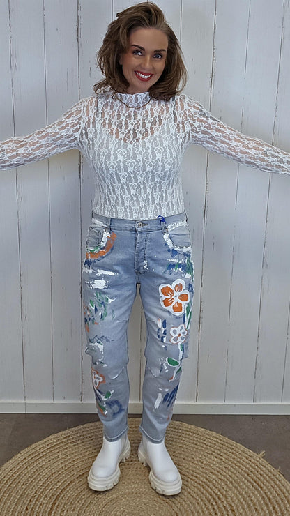 Stacy jeans med trykk