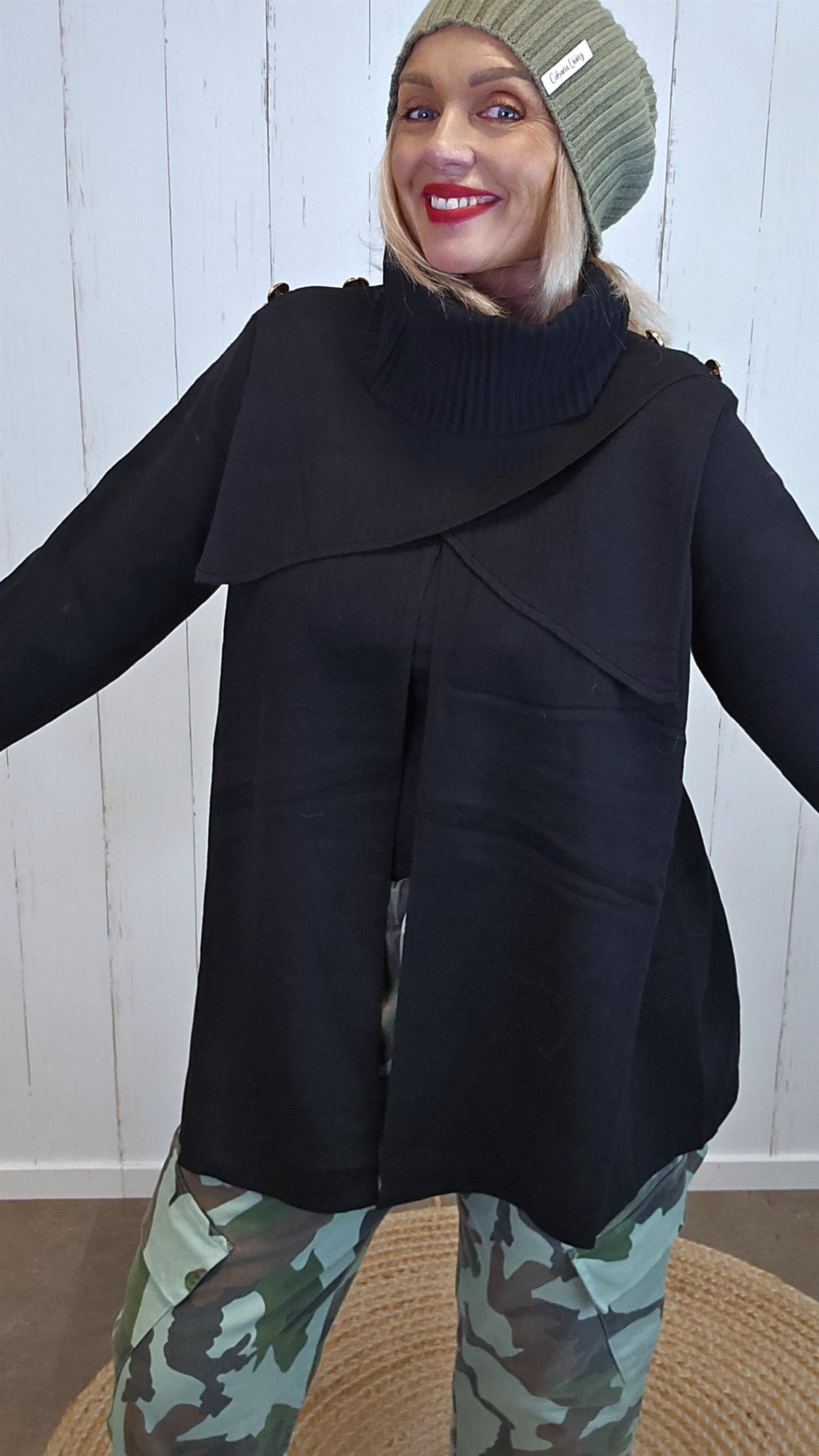 Sienna genser med omslagsdetaljer svart