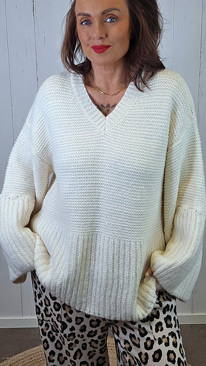 Emma Strikkegenser Creme