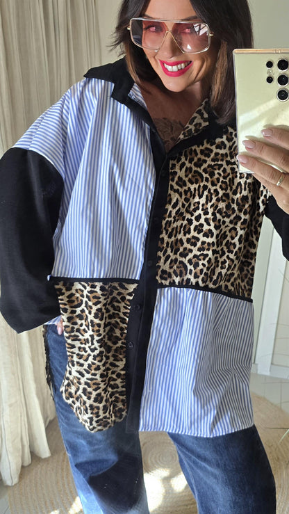 Noelle skjorte med leopard og striper