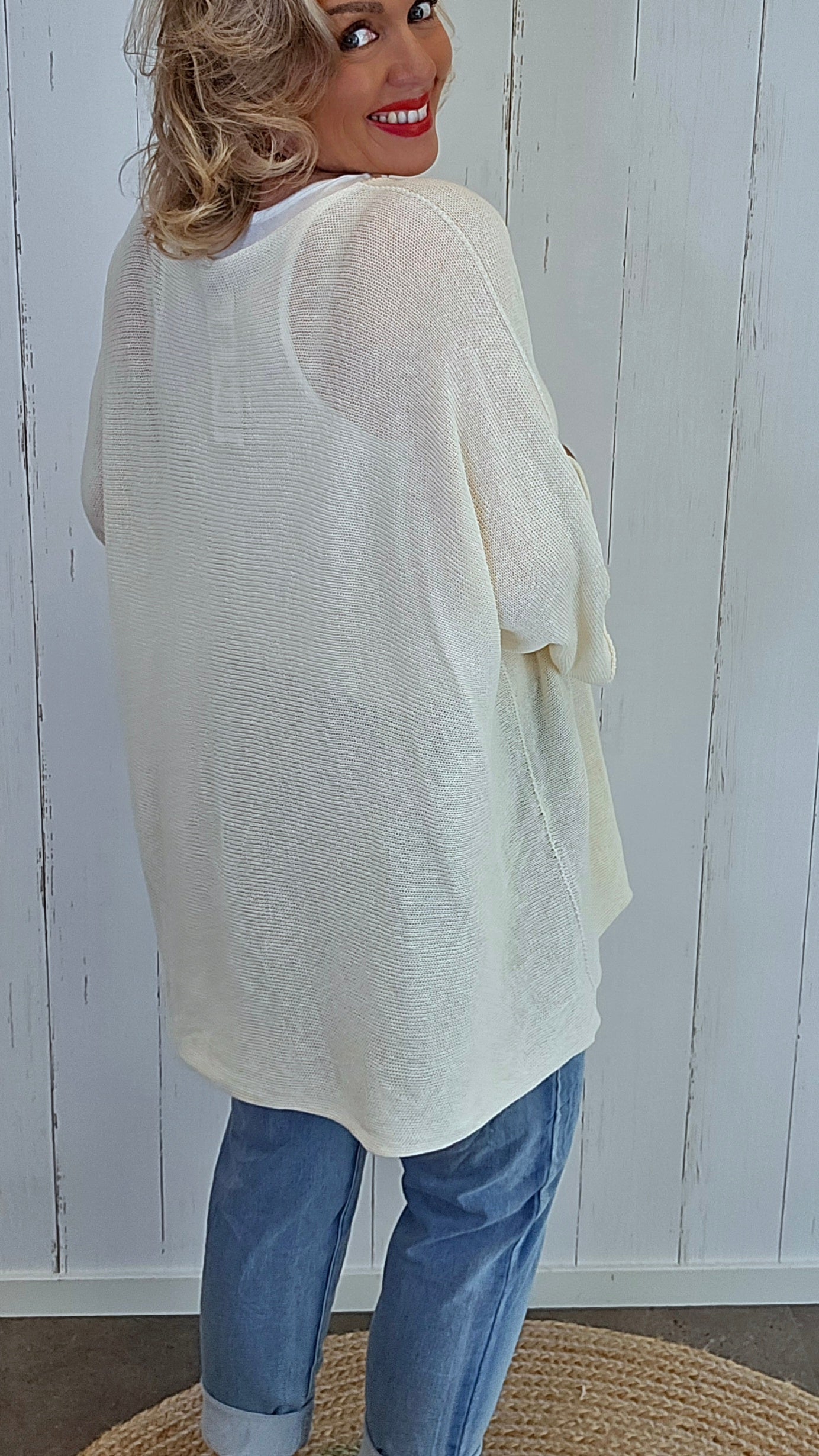 Selma Strikket Bomullstopp beige