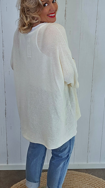 Selma Strikket Bomullstopp beige