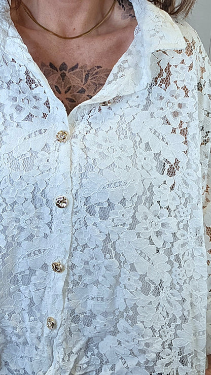 Amalie blondeskjorte hvit