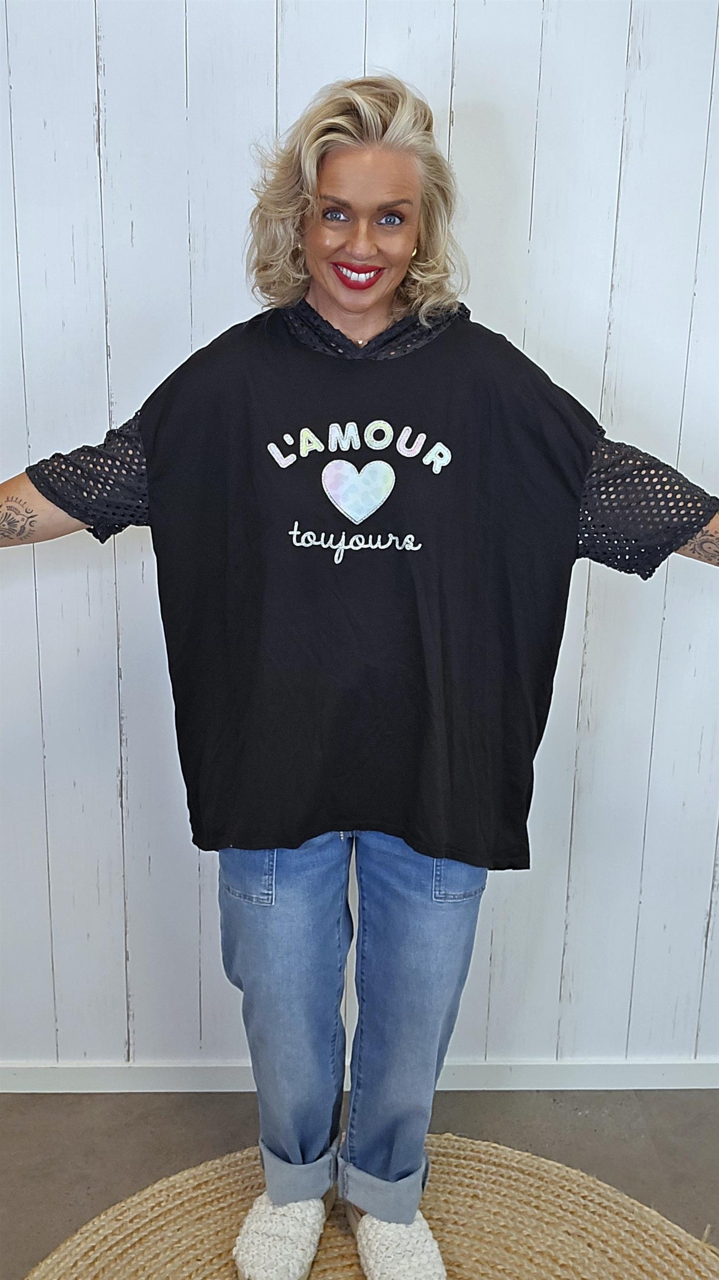 Amour Topp med Hette svart