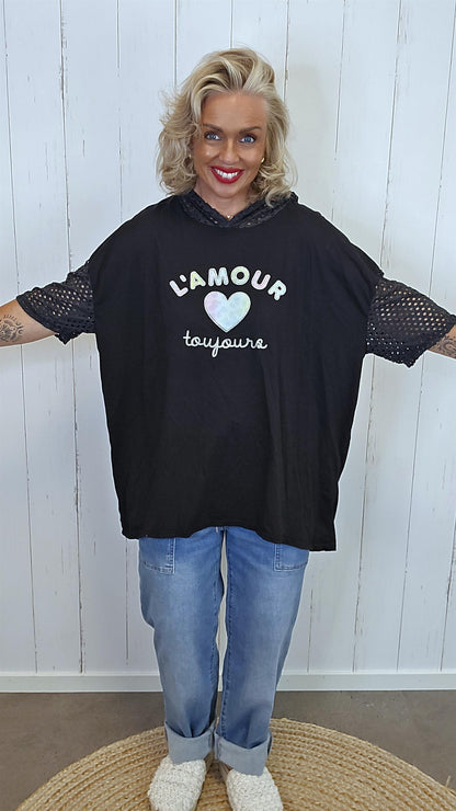 Amour Topp med Hette svart