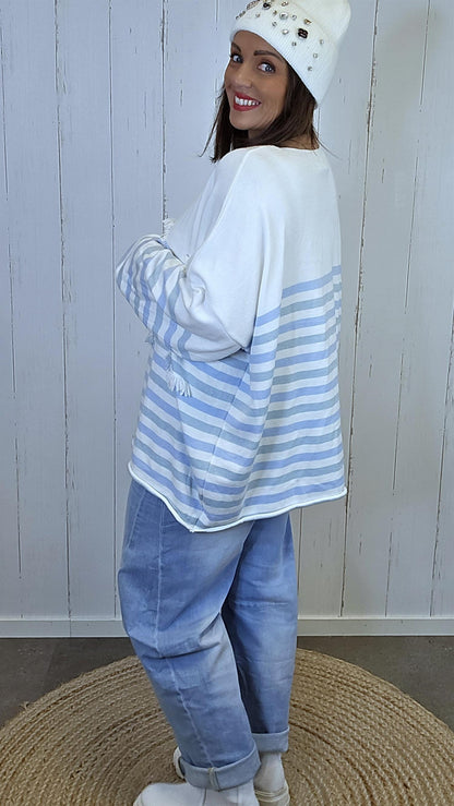 Amalie strikkegenser blå