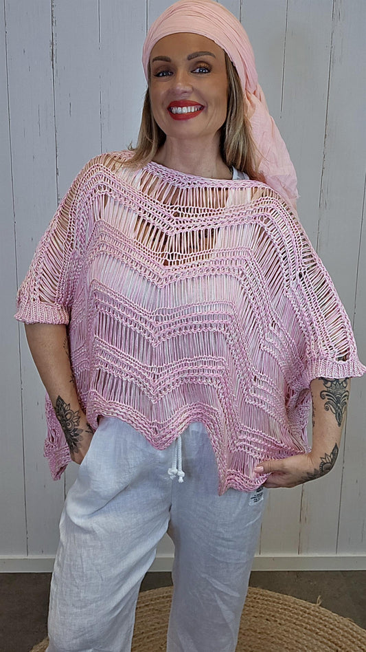 Natacha heklet ponchogenser beige